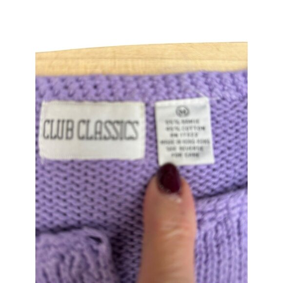 Vintage 1980s Club Classic Short Sleeved Sweater Lilac Size M - Picture 5 of 9